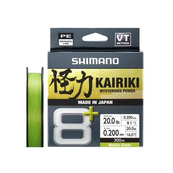 Línea trenzada Shimano Kairiki 8+ 300 m 0.20 mm 16.0 kg color verde Mantis